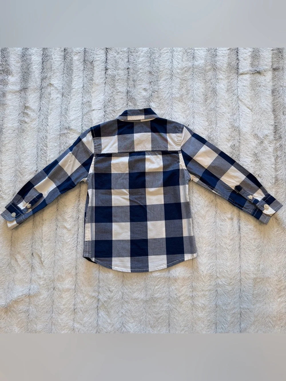 OshKosh B'gosh Navy and White Plaid Button-Down Shirt